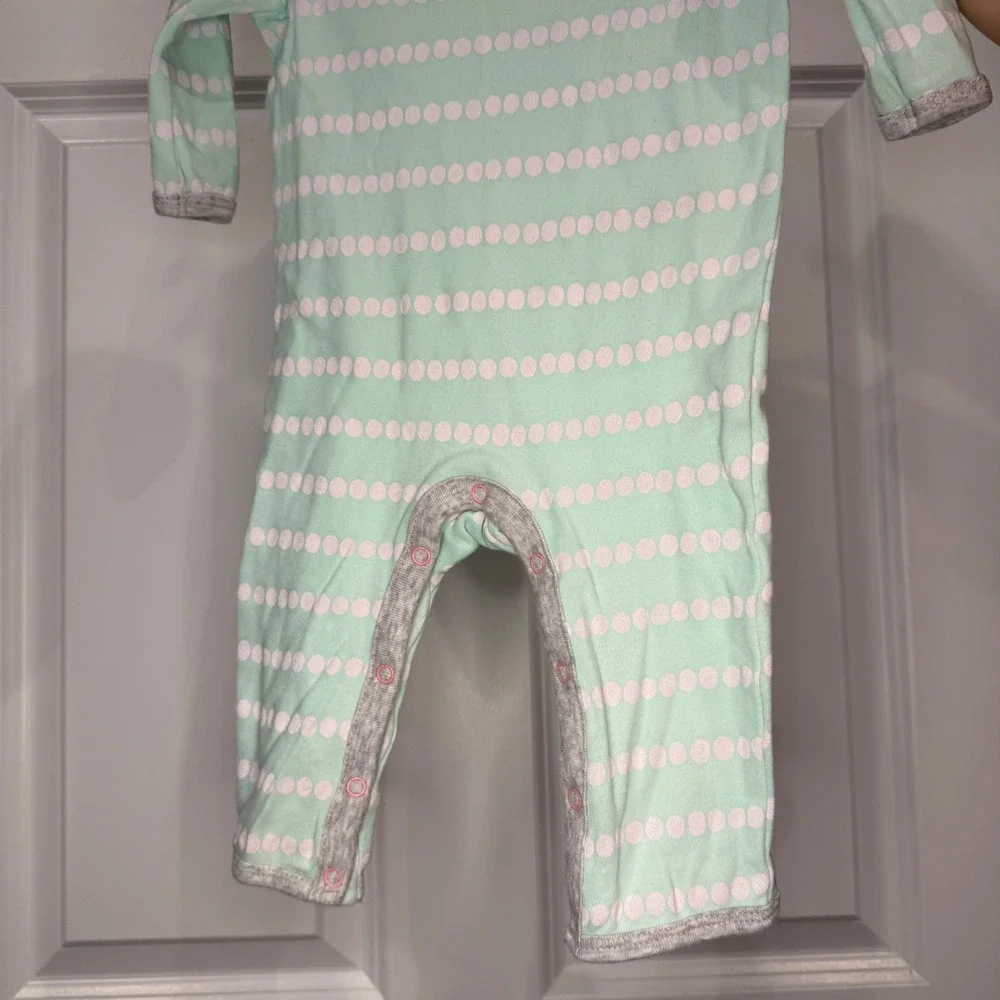Cloud Island Baby Girl Mint Green Dot Long‎ Sleeve Sleepsuit Romper Size 3-6M